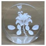 Clear rose paperweight