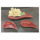 Mahogany flower snack set