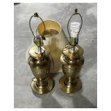 Pair of brass table lamps