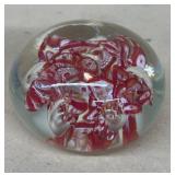 Red white bubble paperweight