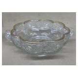 Gold rim double handle bowl