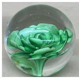 Russ green rose paperweight