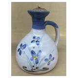 Oil lamp, hand-painted pottery