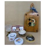 Cutting board and candle holders