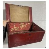 Red painted wooden box