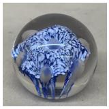 White blue bubble paperweight
