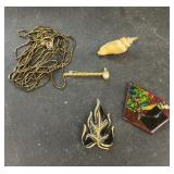 Costume, jewelry, seashell, pendant, leaf b