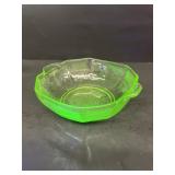 Green uranium glass dish