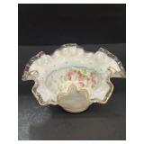 Ruffled hand painted bowl