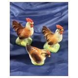Roosters and chicken lot of three