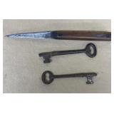 Skeleton keys and paring knife