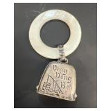 Sterling silver ding dong bell with ivory holder