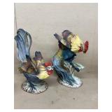 (2) rooster statues, small chip on beak of one o