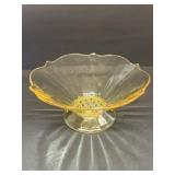 Yellow glass compote