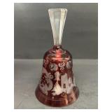 Burgundy and clear glass bell