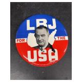 LBJ 6 inch campaign button 1964