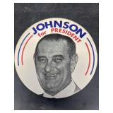 Johnson for president 7 inch button