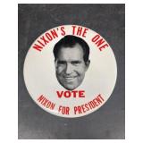Nixon is the one campaign button 6 inch