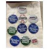 Reagan Bush Carter campaign buttons