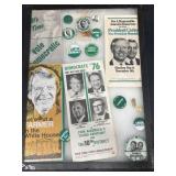 Jimmy Carter campaign, buttons, bag of peanuts,