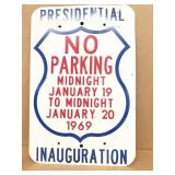 1969 presidential inauguration no parking sign