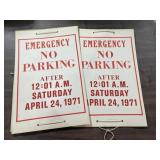1971 no parking cardboard signs for political
