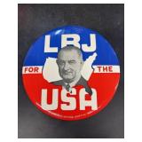 1964 LBJ 9 inch political campaign button