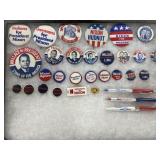 Wallace, Nixon, Agnew, political buttons and ink