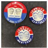 Johnson Humphrey political buttons