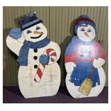 Wooden snowman and snowwoan wood decor