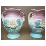 (2) Hull water lily pattern vases L ï¿½ 1 ï¿½ 5 1/2'