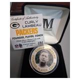 Curly Lambeau Collector Coin, Silver Plated