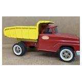 Tonka red and yellow dump truck
