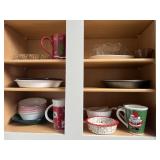 Christmas, coffee, mugs, bowls, plates, contents