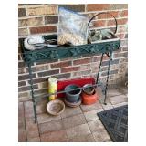 Metal plant stand garden tools, flower pots