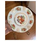 And painted decorative plate,  peaches