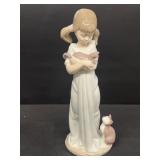 Lladro 5750 girl holding cat
