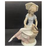 Lladro girl with parasol and dog 7612