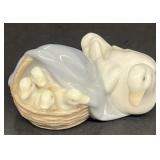 Lladro porcelain ducks in a basket 4895