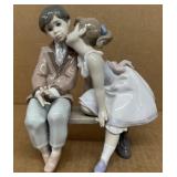Lladro girl kiss, kissing boy 7635 porcelain