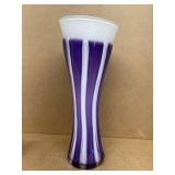 Purple white glass vase