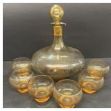Murano amber glass decanter set