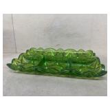 Green glass divided dish