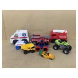 Toy trucks and cars