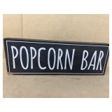 Wooden popcorn bar sign