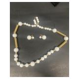 White beaded necklace earrings