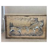 Deer wooden box for ammunition