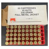 45 auto full metal jacket 230 grain ammo-box of 45