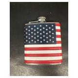 Red white and blue flask