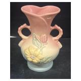 Hull pottery double handled vase, tulip pattern 6
